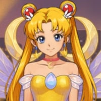 Usagi in a golden ball gown