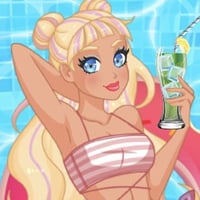 Barbie on a summer pool floatie