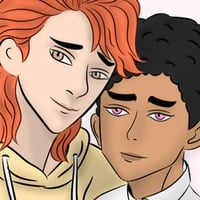 Two cute anime boys cuddling