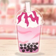 Bubble tea cup with pink swirls