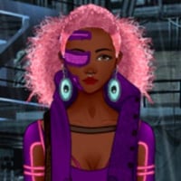 Futuristic girl with pink hair
