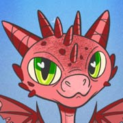 Super kawaii red baby dragon with green eyes