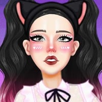 Cute girl in pigtails and makeup