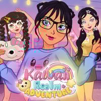 Brunette girl in a kawaii anime world