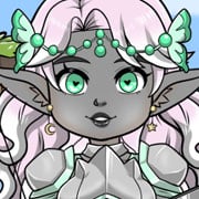 Dark elf with aqua eyes and dark grey skin