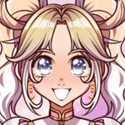 A magical girl in anime style poses amid sparkles with frilly fashion and pastel effects