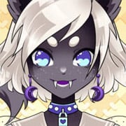 Kawaii grey cat girl in anime style