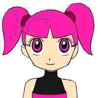 Cute powerpuff girl original character with read hair