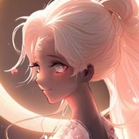 Beautiful anime girl in the moonlight