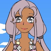 Cute anime girl at the beach