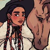 Navajo woman with long braids