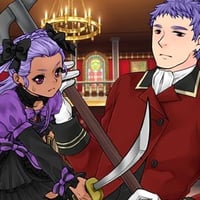 Handsome vampire man and beautiful vampire female couple