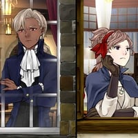 Couple gazing out wistfully