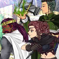 Fantasy Manga cover featuring four friends