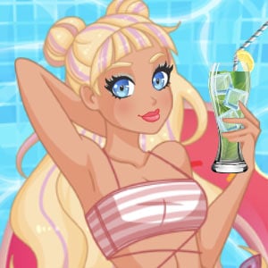 Barbie on a summer pool floatie