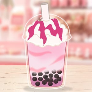 Bubble tea cup with pink swirls
