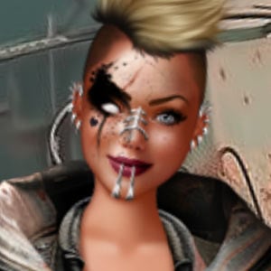 Cool chick with short blonde mohawk