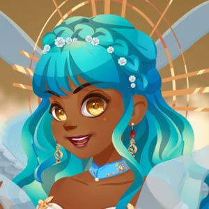 Beautiful angel with aqua hair and halo