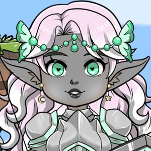 Dark elf with aqua eyes and dark grey skin