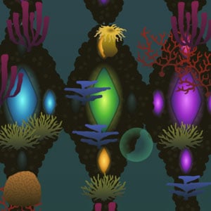 Underwater mermaid castle with coral