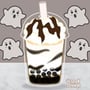 Design your very own spooky boba! Spooky bubble tea with ghost stickers