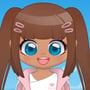 Happy chibi girl with brown pigtails