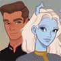 Make your own Star Trek characters, male and female! Andorian woman and human man in Star Trek