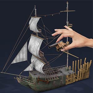 Navio pirata épico sendo construído