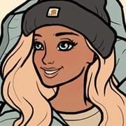 Blonde hiking girl in Carhartt hat