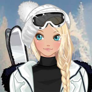 Cute ski girl with white hat