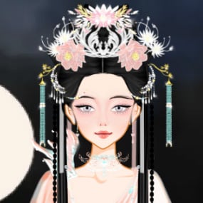 Beautiful Chinese woman with glowing eyes wearing hanfu