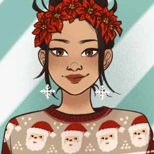 Cute girl in an ugly Christmas sweater