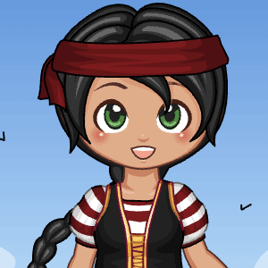 Cute pirate girl in striped shirt