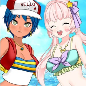 Two cute girls at the beach