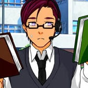 Hilarious and adorable anime-style, kawaii, scene creator of teacher, a boy and a girl in a school