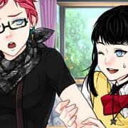 Cute manga scene creator of two female highschool friends