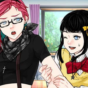 Cute adorable manga anime kawaii scene creator of two female highschool friends