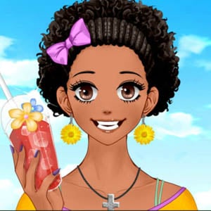 Linda chica shoujo con afro