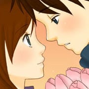 Cute anime couple kissing