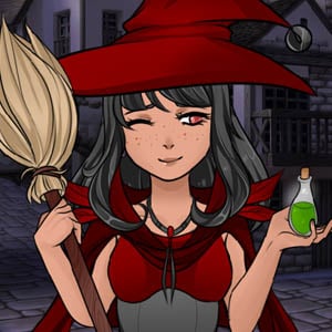 Cute witch in red
