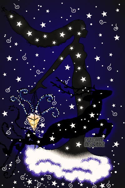 Star Bringer of Night ~ #deer #night #sky #stars #erte #silhouet