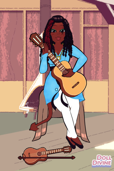 Taleetha playing guitar ~ This one began with a try to do posings 
