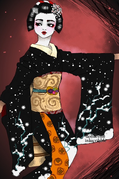 A winter Geisha for Maya (Kookaburra) ~ Inspired by a lovely winter kimono worn 