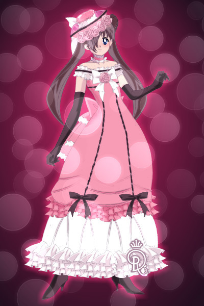 Ciel Phantomhive From Black Butler In Pink Gown Red Bg By