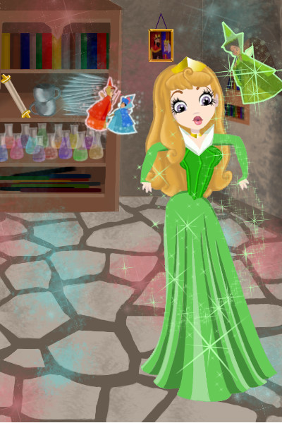 While Flora and Merryweather bickered... ~ ...Fauna tried out her own color ;) 

