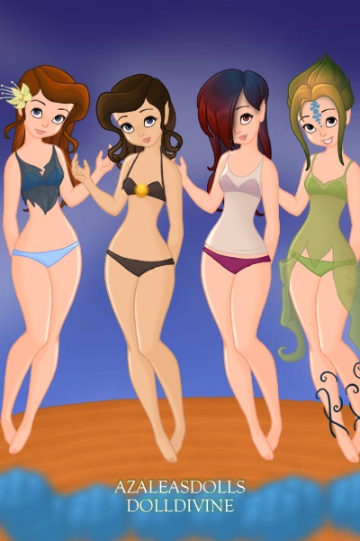 Me and my OC\'s at the beach ~ Maddy, Me, Iceream Blitz, and Yukey