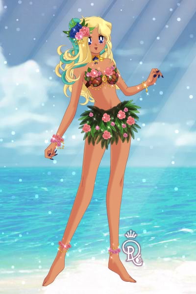 Two-toned tropical hula dancer ~ I got Navy, Tropical, 2 hair Colours #Co