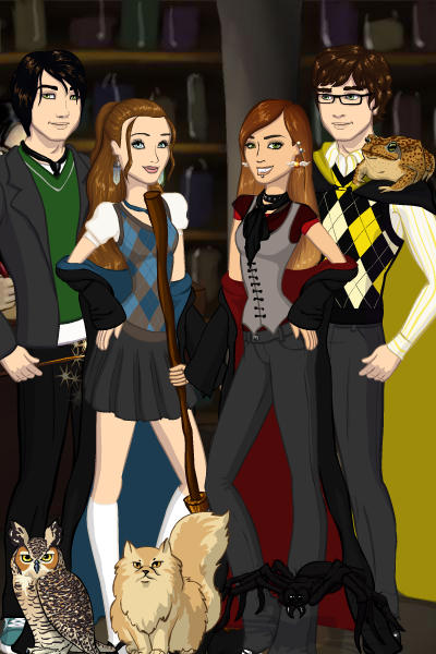 Rhys, Wren, Addie, and Marcus at hogwart ~ 