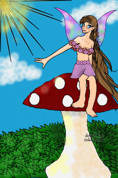 Fairy sitting on a mushroom ~ 