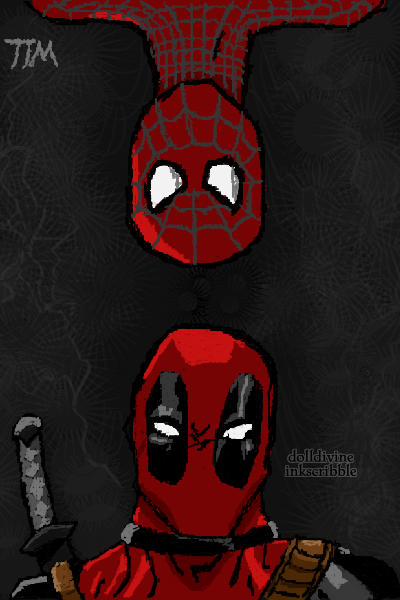 Spidey and Deadpool ~ Merry Christmas to ~ Merry Christmas friend I made you a thin